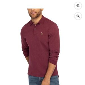 NEW 🆕 US Polo Assn. Men's Burgundy Polo Long-Sleeve Shirt XL